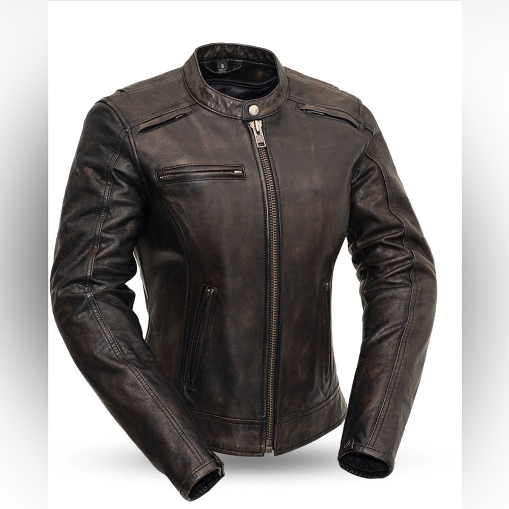 FIRST CLASSICS WOMEN'S LEATHER MOTORCYCLE JACKET TRICKSTER
